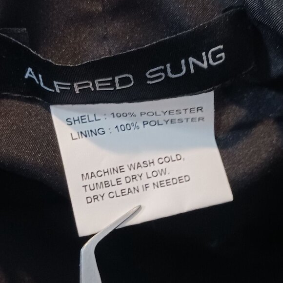 NEW Alfred Sung Jewel Neck Bowed Open-Back Trumpet Dress w/ Front Slit, Black, 0 - Picture 10 of 15